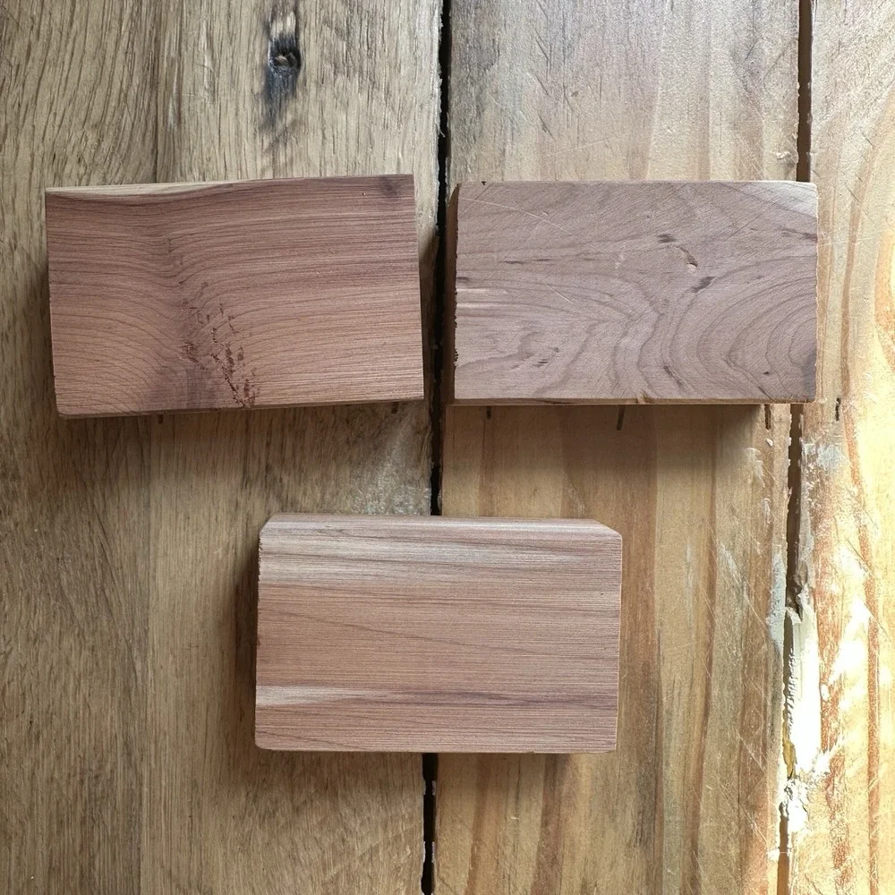 Vintage LL Bean CEDAR Wood Blocks Rare  (SET of 3)  Mountain Scene‎